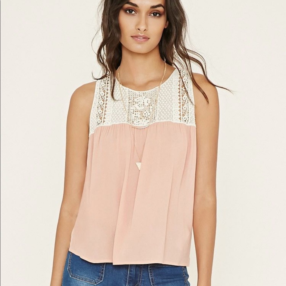 Flowy Pink Top with Embroidered Crochet Detail